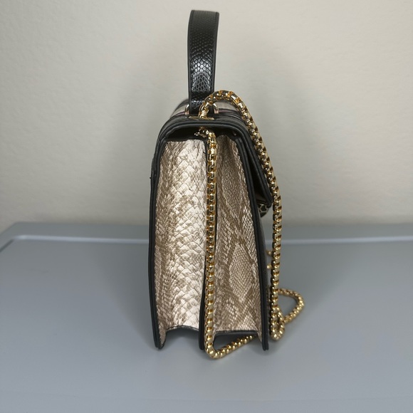 Three Tone Snake Pattern Purse (Black, Beige, Pink) - Picture 3 of 8